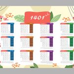 تقویم لایه باز 1401 تک صفحه ای دیواری