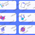 برچسب اسم و کلاس روی کتاب