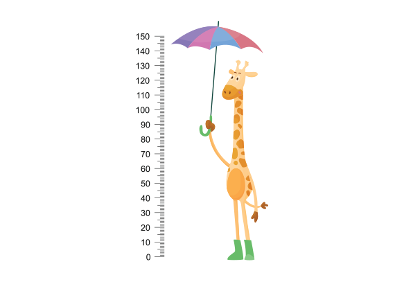 استیکر اندازه گیری قد طرح زرافه با چتر