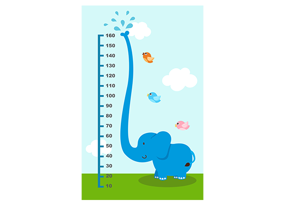 استیکر اندازه گیری قد طرح فیل آبی