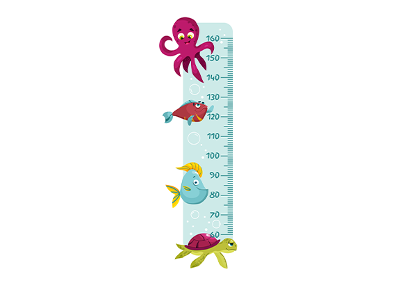 استیکر اندازه گیری قد طرح حیوانات دریایی