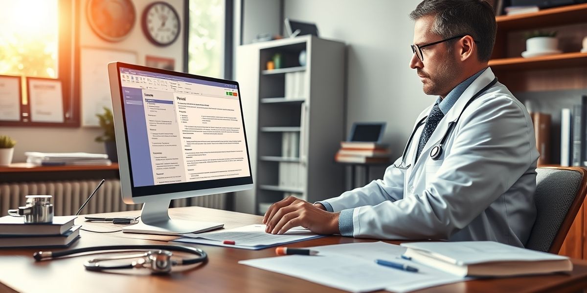 A doctor designing a prescription template in Word