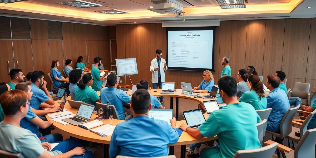 Medical staff receiving training on prescription templates