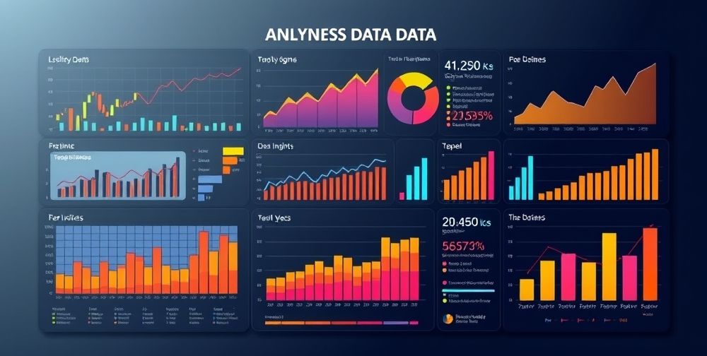 An analytical infographic showcasing data trends and insights in business, featuring colorful graphs and charts, emphasizing effectiveness and clarity in design.
