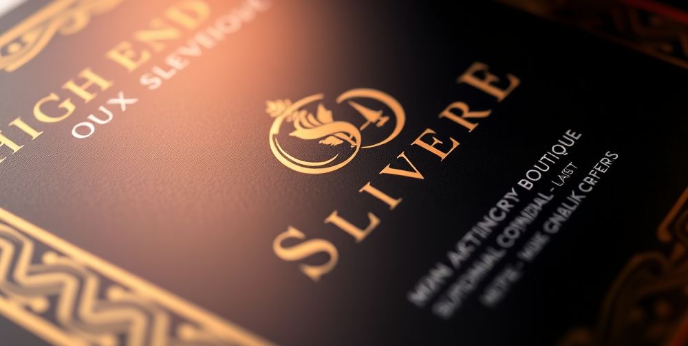 A close-up of a fashionable flyer for a clothing store, showcasing brand colors, logo, and a cohesive design style that reflects the luxury of the brand.
