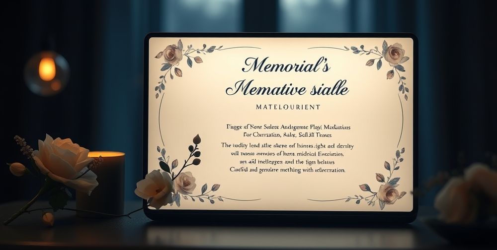 A dignified display of a funeral notice on social media, showcasing elegant design elements and heartfelt messages, appealing to a wide audience.
