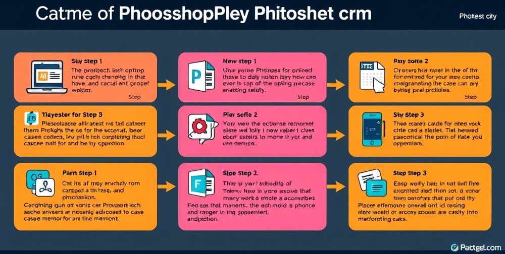 An infographic illustrating steps to optimize Photoshop cache memory, with vivid colors and clear icons guiding users through the process.