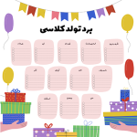 خرید طرح لایه باز برد تولد مدرسه‌ای | جذاب و حرفه‌ای