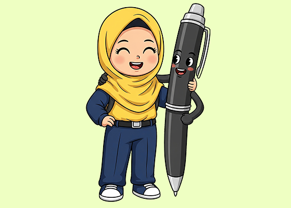 گیفت دختر خندون و خودکار برای جشن خودکار مدرسه